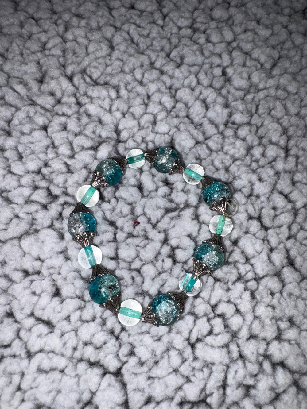Turquoise and Clear Beaded Stretch Bracelet - Women Jewelry